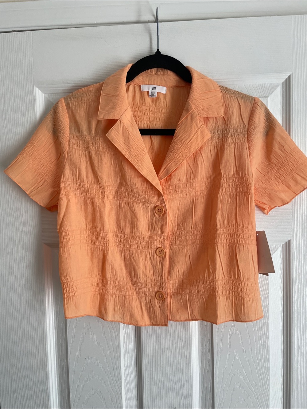 BNWT NORDSTROM BP Peach Short Sleeve Button-Front Collar Shirt